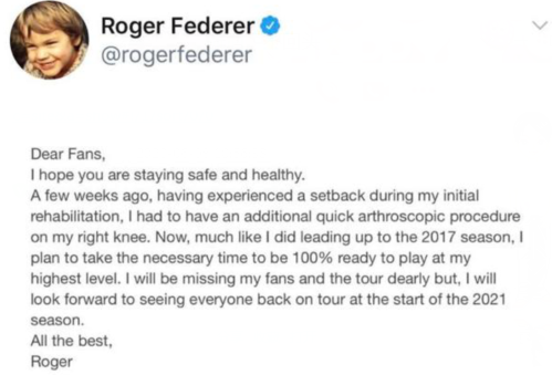 费德勒退出2020赛季 到底是原因什么原因?