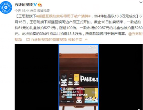 王思聪旗下公司拍卖 13.8万成交 究竟是怎么回事？