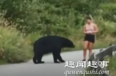 美女跑步突遇黑熊拦路当场愣住 对方一个举动叫人忍俊不禁真相曝光实在让人震惊