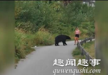 太惊险!美女跑步突遇黑熊拦路当场愣住 对方一个举动叫人忍俊不禁