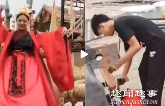 近日,员表演时疑杆陕西西安一景区的不倒翁女演员在表演时突然摔倒在地,游客质疑杆子为塑料