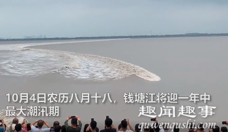 钱塘江大潮撞坝众人凑近围观 镜头拍到下一幕令人腿软