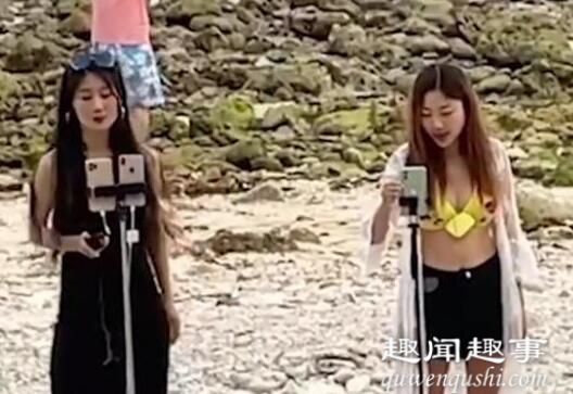 女子去三亚发现海滩大量网红直播卖艺 举手机拍下奇葩一幕啦